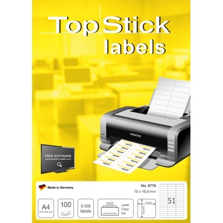 Etikete TOPSTICK 70X16,9 A4/51 1/100 Herma
