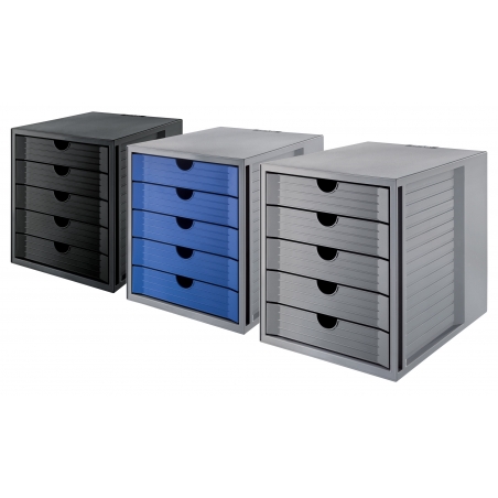 Police za dokumentaciju sa fiokama SYSTEM BOX, 5 fioke Han crna