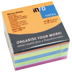 Samolepljivi blokčići 75x75 brilliant mix, KOCKA 1/450 Info Notes