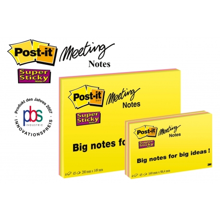 Post-it Super Sticky 203 x 152 mm, 4 boje x 45L  6845-SS EU 3M