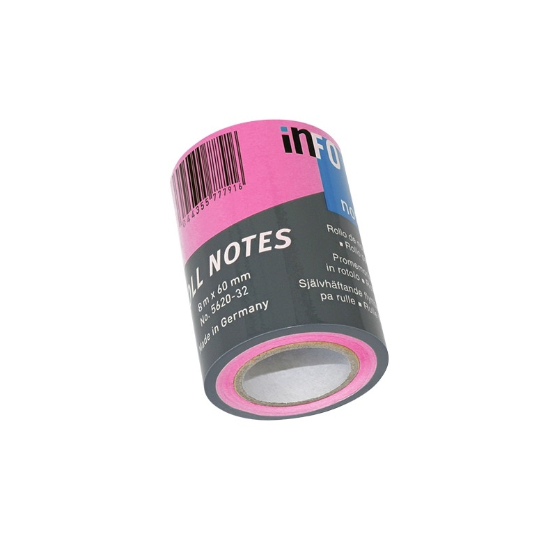 Info roll refil 60 mm x 8 m, brilliant colours Info Notes roze