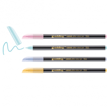 Flomasteri E-1200 1-3mm glitter , set 1/4 pastelne boje Edding sortirano