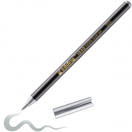 Brush flomasteri E-1340, 1-6 mm metalik Edding srebrna