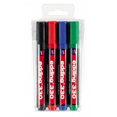 Marker permanent 330 1-5mm, kosi vrh, set 1/4 Edding sortirano