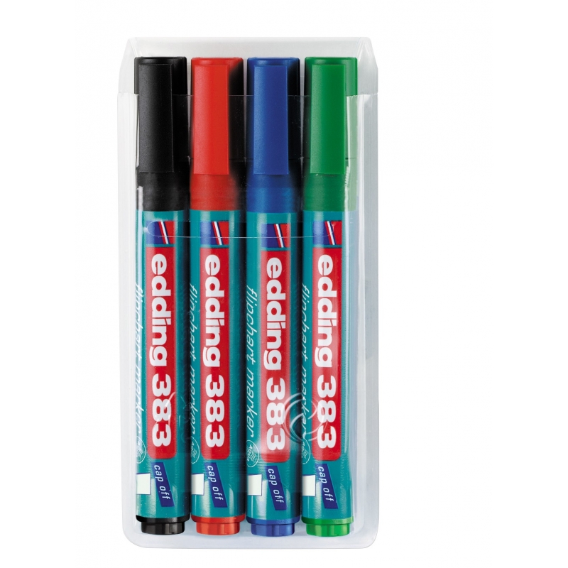Flipchart marker 383 1-5mm, kosi vrh, set 1/4 Edding sortirano
