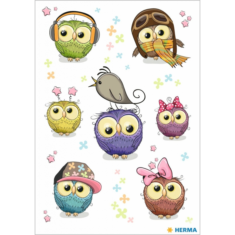 Stikeri MAGIC CUTE OWLS, TRANSPUFFY Herma