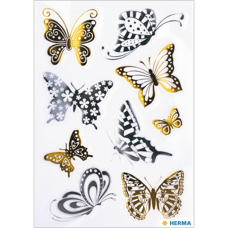 Stikeri CREATIVE ST.BUTTERFLIES GOLD AND SILVER Herma