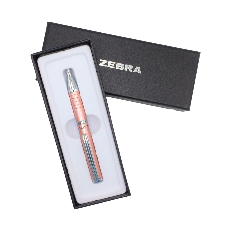 Olovka hemijska teleskopska 0,7mm u poklon kutiji SL-F1 Zebra 10082 zlatno roze-srebrna