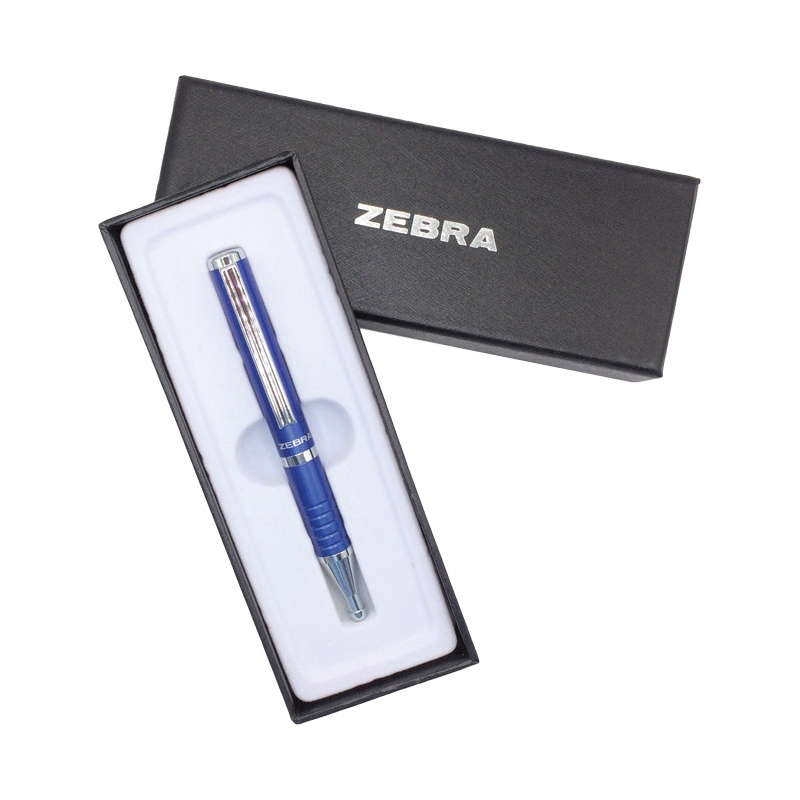 Olovka hemijska teleskopska 0,7mm u poklon kutiji SL-F1 Zebra 82402-24 tamno plava srebrna