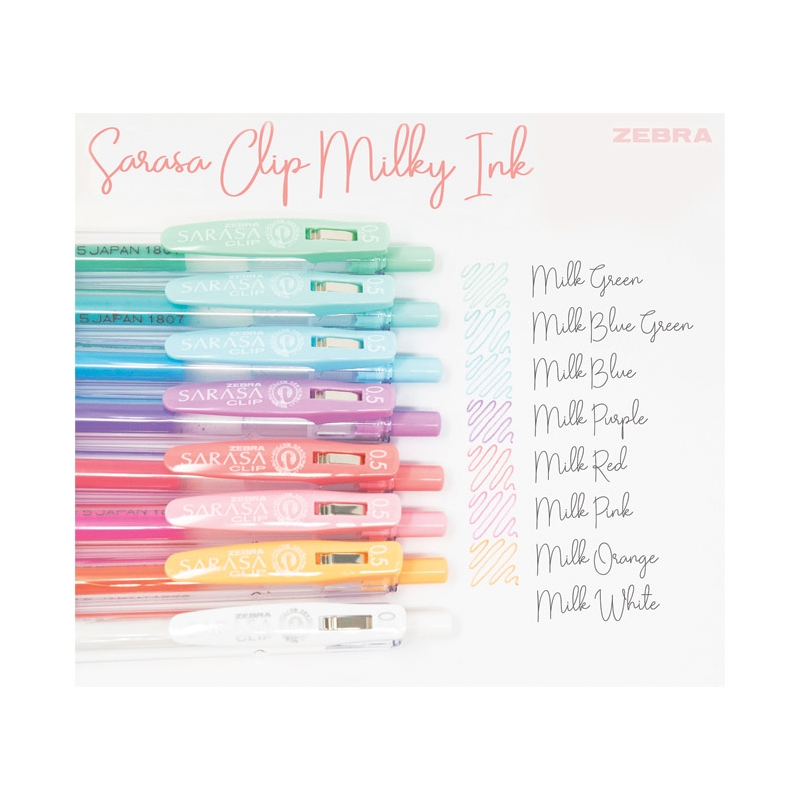 Roler gel 0,5mm sa gumenim gripom (uložak pastelno zeleni) Sarasa Clip Milk Zebra 35044 pastelno zeleni