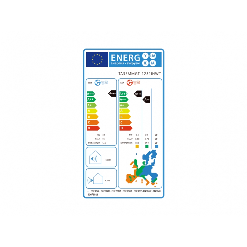 Klima TESLA TA35MMGT-1232IHWT inverter/A+++/A++/R32/12000BTU/grejac spoljne jedinice/-25/wi-fi/crna