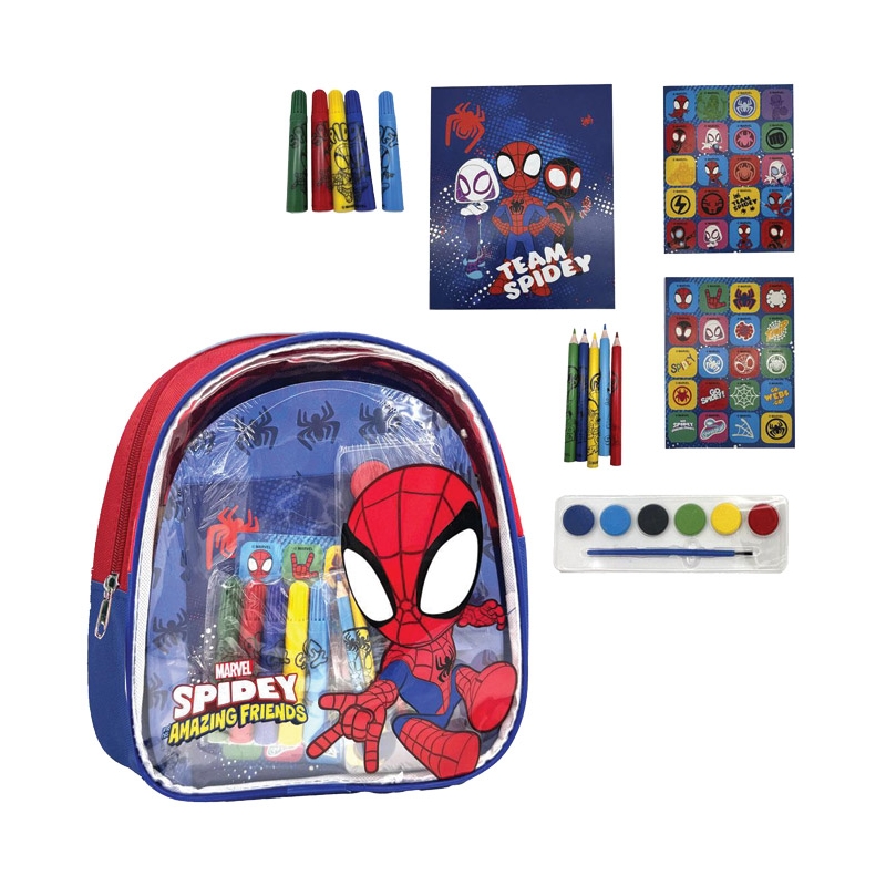 Ranac dečji sa setom za bojenje pk5 Spidey Cerda 2700001590 crveno-plavi