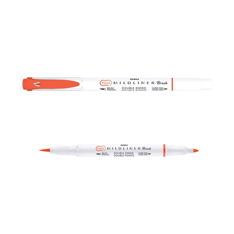 Flomaster obostrani 0,5/4mm Mildliner Brush&Marker Zebra 79230 tamno narandžasti