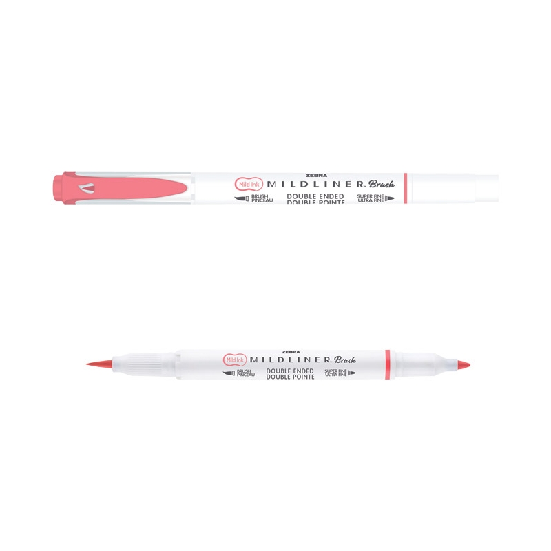 Flomaster obostrani 0,5/4mm Mildliner Brush&Marker Zebra 79570 prljavo roze