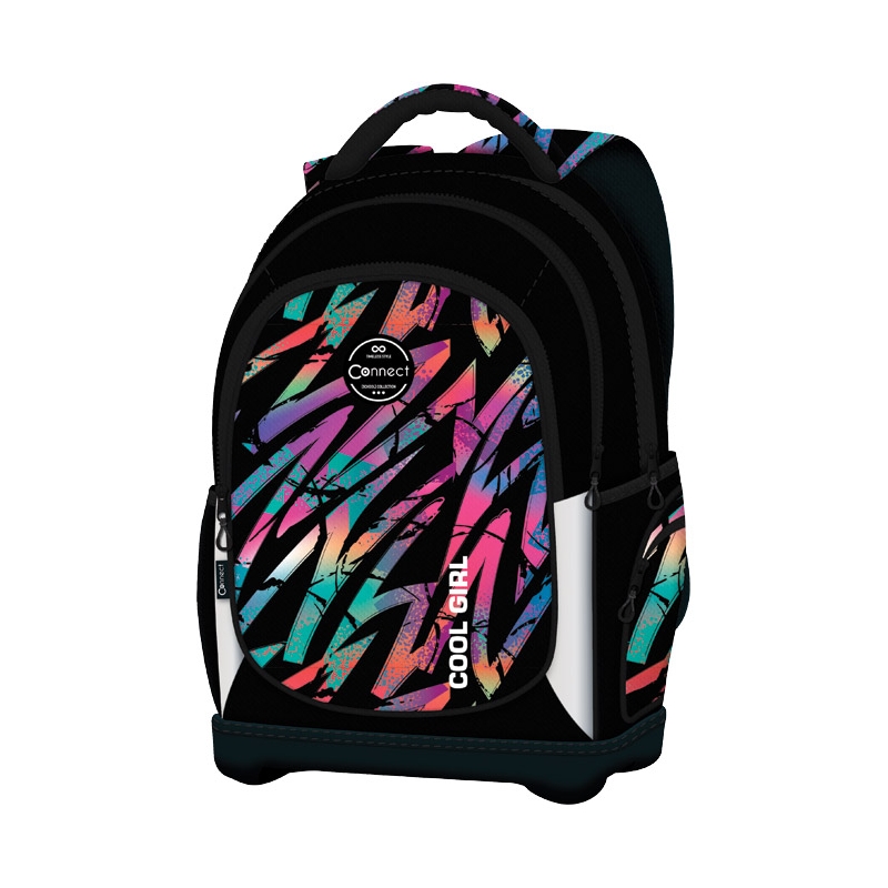 Ranac đački anatomski lagan Cool Girl Connect 40232 crno-šareni