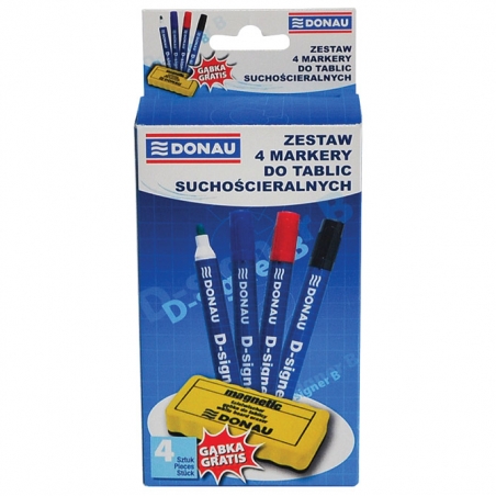 Marker za belu tablu okrugli vrh 2-4mm D-signer B pk4+brisač Donau 7372904-99PL blister