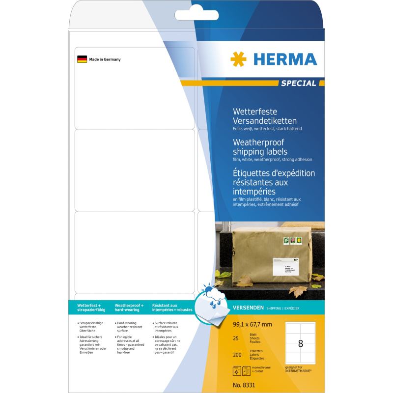 Etikete vodootporne, 99,1x67,7 A4 1/25 Herma