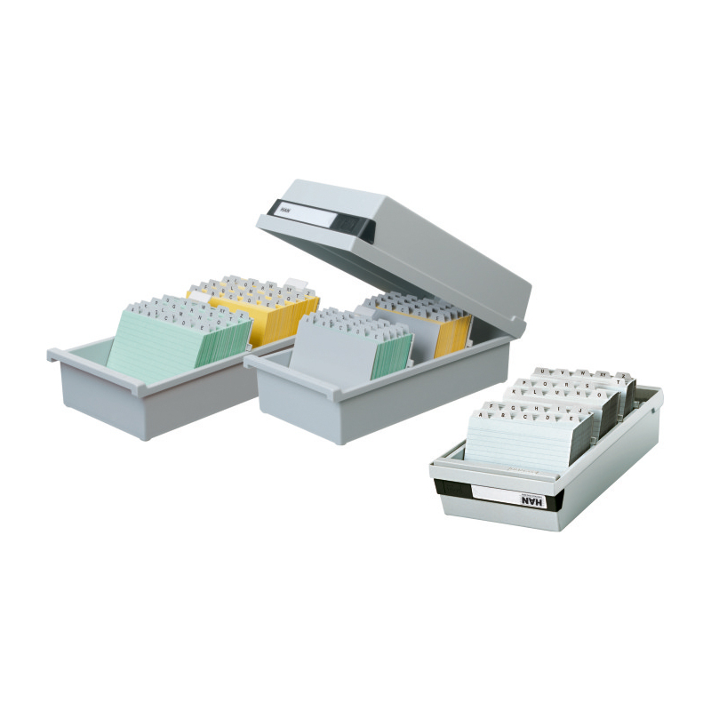 Kutija za indexne kartice 1/800 A7, dve pregrade Han siva