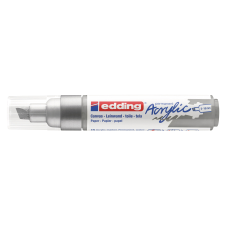Akrilni marker E-5000 broad 5-10mm kosi vrh Edding srebrna