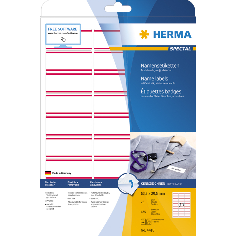 ID etikete 63X29, crveni okvir A4/27 1/25 Herma