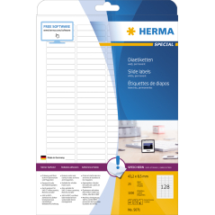 Etikete 43X8,5, zaobljene ivice A4/128 1/25 bela Herma