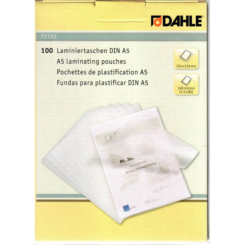Folija za plastifikaciju Dahle A5 80 mic, 1/100 Dahle