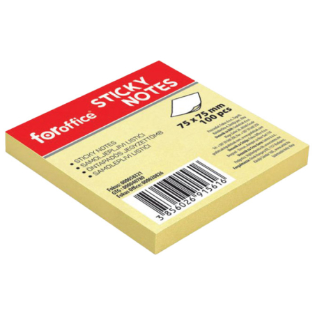 Blok samolepljiv   75x75mm 100L FORoffice 58321 žuti