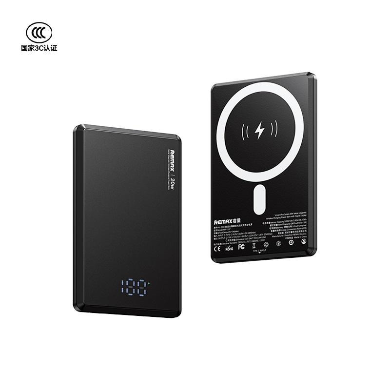 REMAX RPP-107 20W Metal Wireless Charging Power Bank with Digital Display