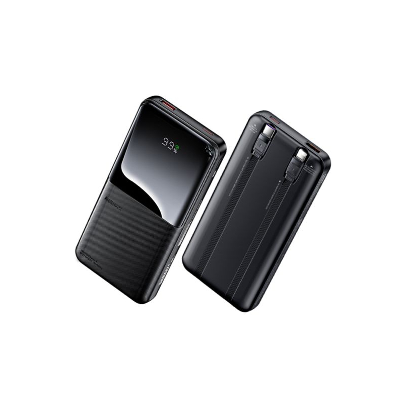 REMAX RPP-679 Black 20W+QC 22.5W Power Bank with 2 Fast Ch. Cables 10000mAh