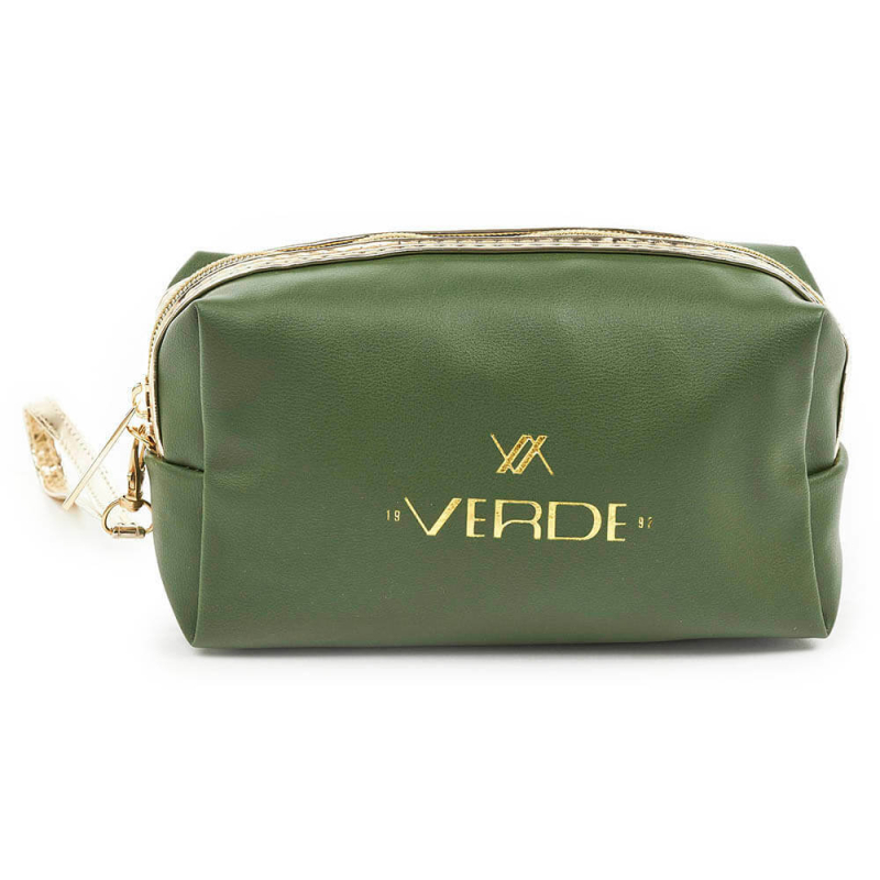 Neseser cetvrtasti sa zlatnim paspulom 0237, 18×7×10 cm Verde zelena