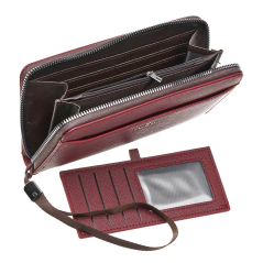 Novčanik ženski sa futrolom za vizit karte 0235, 19.5×3.5×10.5 cm Verde bordo
