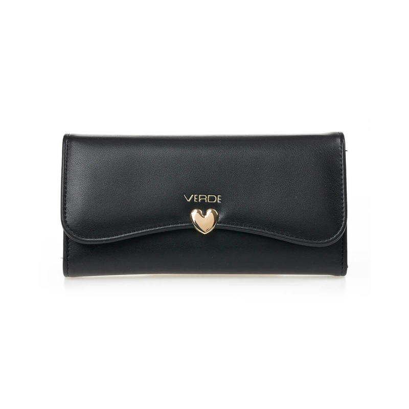 Novčanik ženski sa kopcom u obliku srca 1440, 20×4×11 cm Verde crna