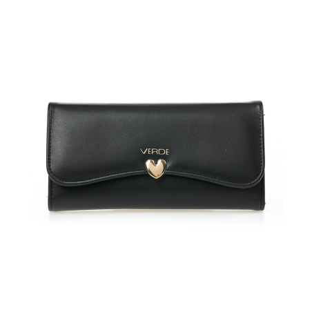 Novčanik ženski sa kopcom u obliku srca 1440, 20×4×11 cm Verde crna