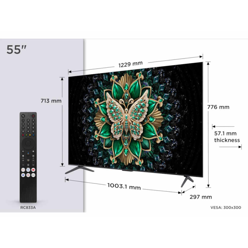 Televizor TCL 55C6K/MiniLED-QLED/55"/4K UHD/144Hz/Google TV/crna