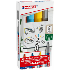 Flipchart "effect" marker E-385 1-5mm, kosi vrh, set 1/4 Edding sortirano