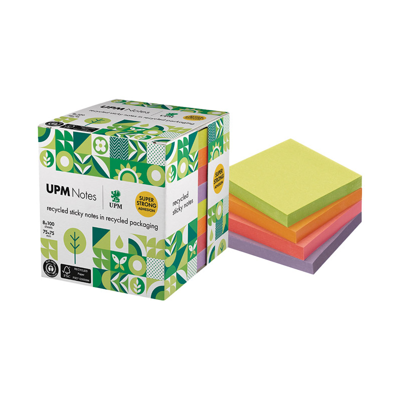 Blok samolepljiv 75x75mm 100L pk8 UPM 5654-97UR-8 neon