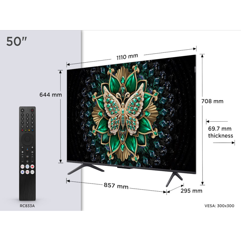 Televizor TCL 50C6K/MiniLED-QLED/50"/4K UHD/144Hz/Google TV/crna