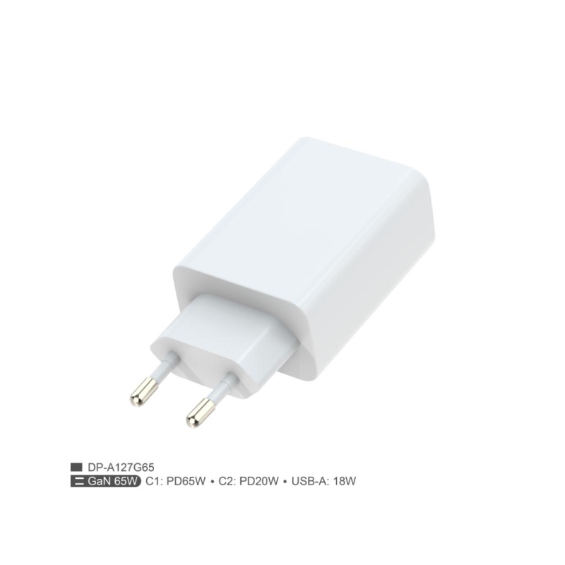 Zidni punjac FULMOVA GAN PD/65W/bela sa USB-C kablom