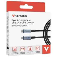 Kabal USB-C za sinhronizaciju i punjenje 240W/40Gbps/120cm Sync & Charge Verbatim 31847 crni