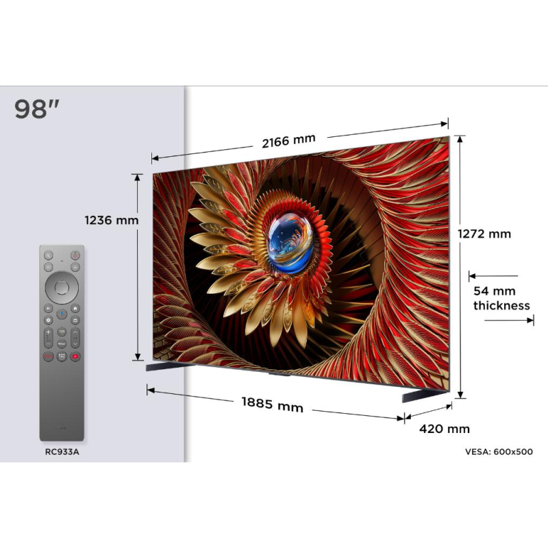 Televizor TCL 98C8K/MiniLED-QLED/98"/4K UHD/144Hz/Google TV/crna
