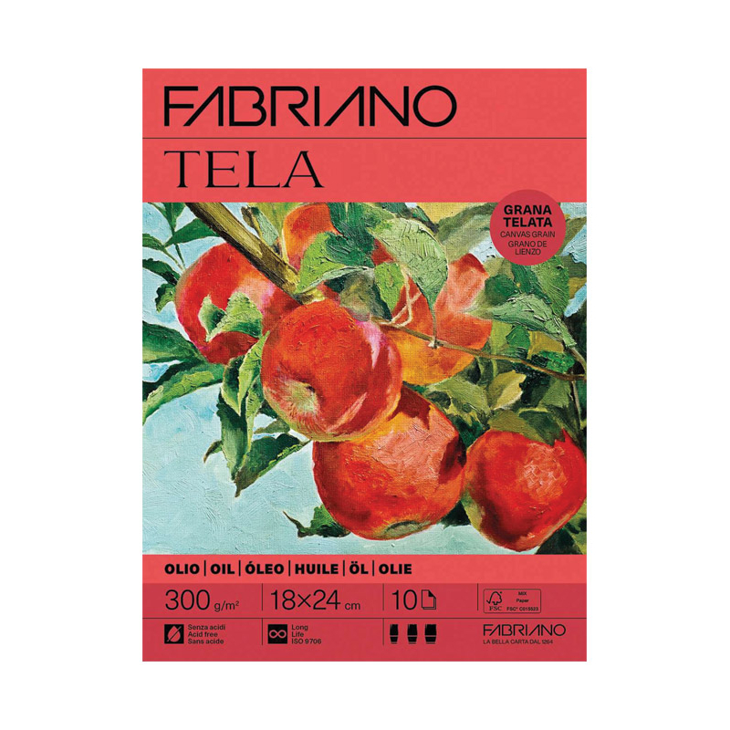 Blok Tela Olio 18x24cm 10L 300g (canvas grain/superficie telata) Fabriano 19100830