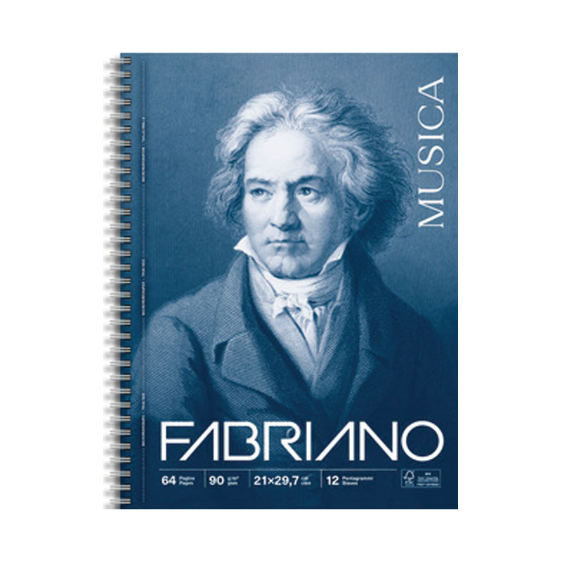 Notna sveska spirala Quaderno Musica A4 64L 90g Fabriano 19100756