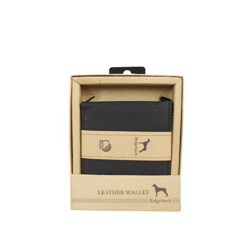 Novčanik muški kožni JBNC62 sa RFID zaštitom i futrolom za kartice 95x120x20 mm Ridgeback crna