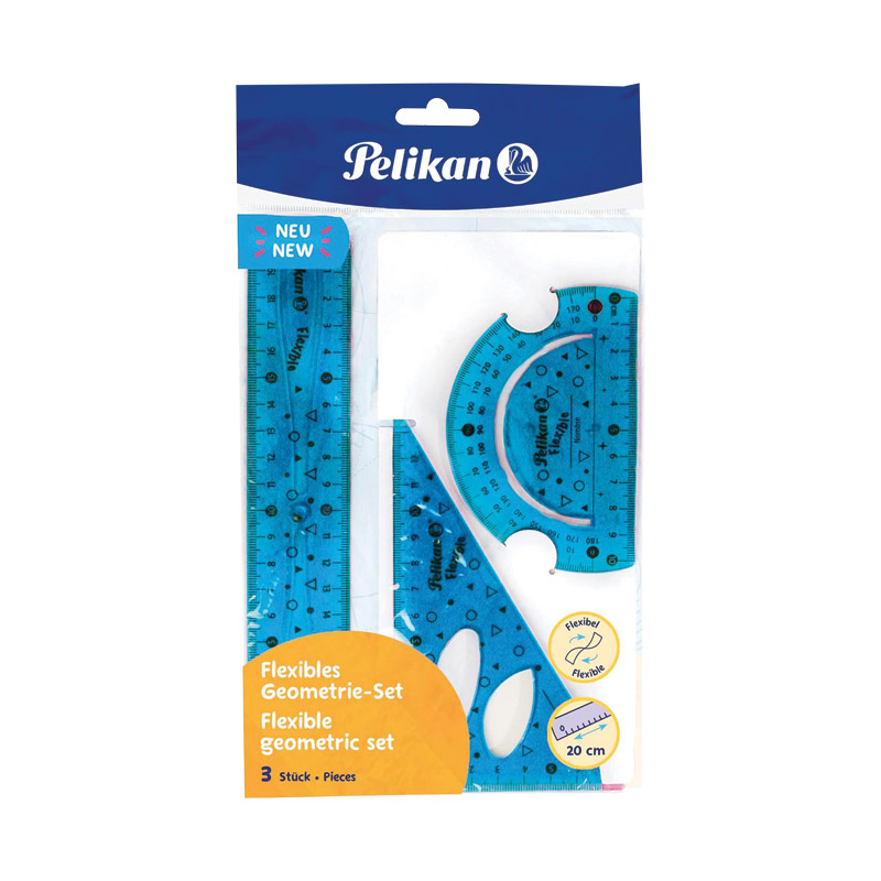 Geometrijski set 1/3 flexibilan Pelikan 700917 plava/roze blister
