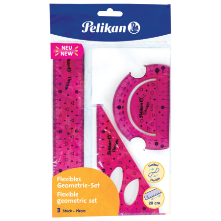 Geometrijski set 1/3 flexibilan Pelikan 700917 plava/roze blister