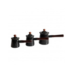 Set Džezvi za kafu 3kom R51305J3C 9x8,5cm/10x10cm/12x12cm Crne Melirane