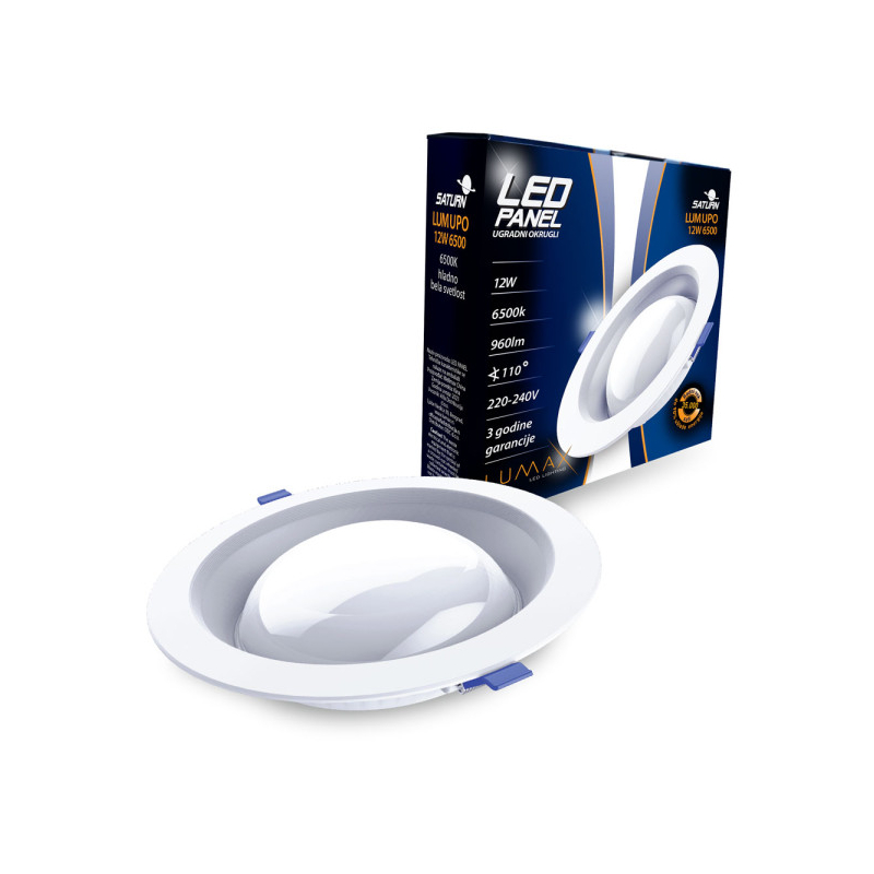 Led Panel SATURN LUMUPO-12W 6500K Ugradni-Okrugli 960lm