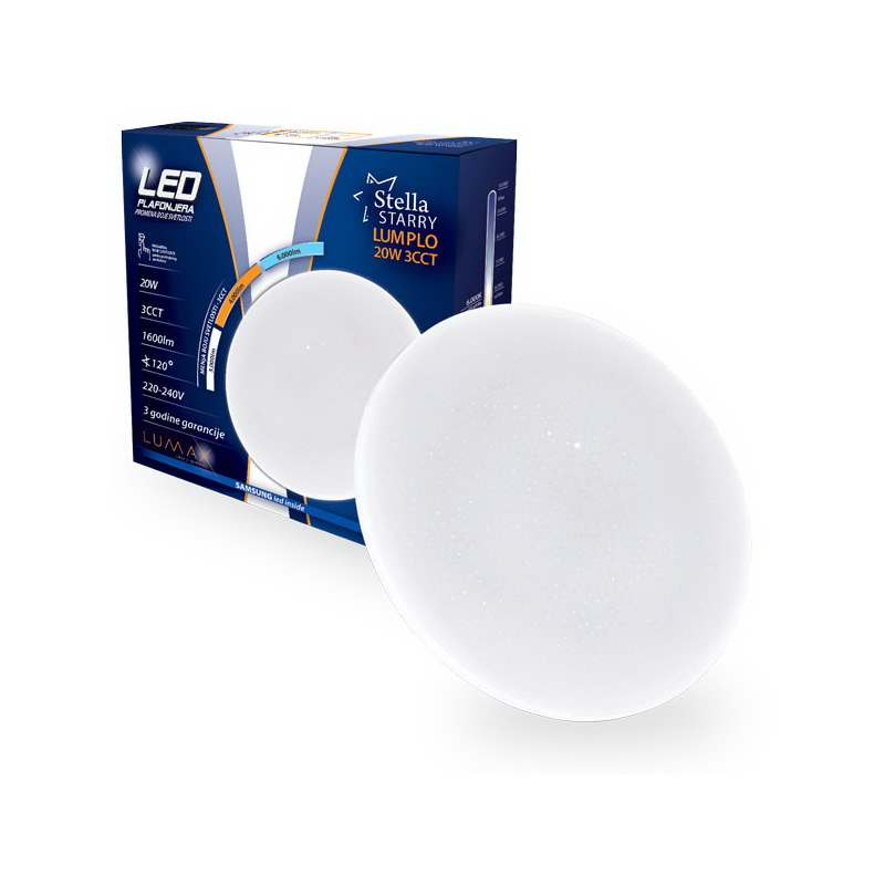 Led Plafonjera STELLA STARRY LUMPLO-20W 3CCT (6000/4000/3000K) 1600lm 260x60
