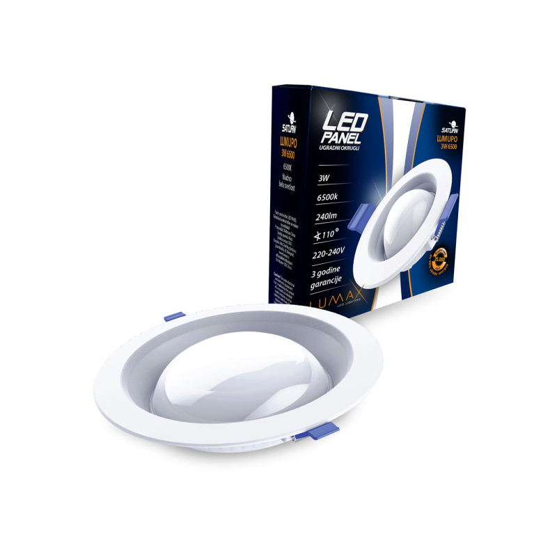 Led Panel SATURN LUMUPO-3W 6500K Ugradni-Okrugli 240lm