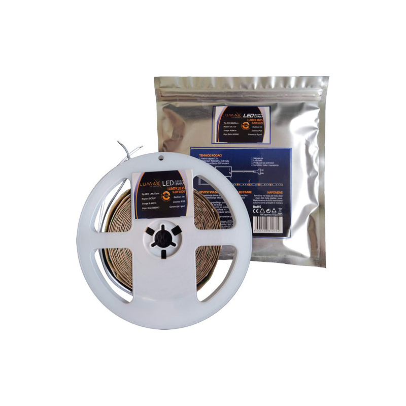 Led traka LUMTR 12V 2835 9.6W 6500K 5m FPCB 8mm 1000lm
